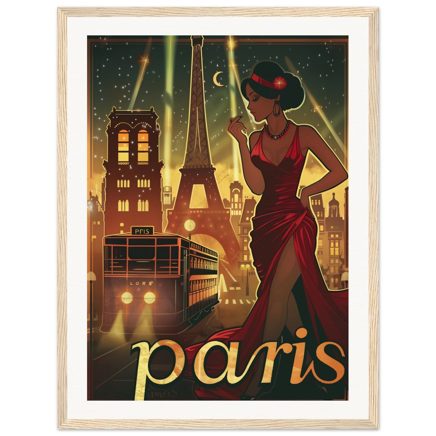 Poster Art Déco Paris ( 45x60-cm-Bois-clair)