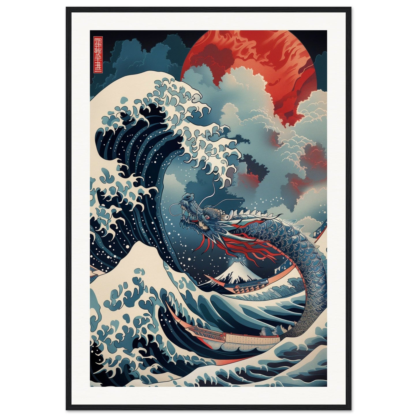 Poster Art Japonais ( 70x100-cm-Bois-noir)