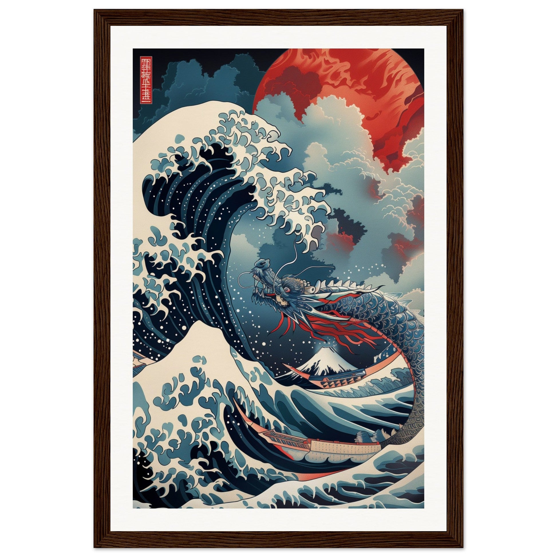 Poster Art Japonais ( 30x45-cm-Bois-foncé)