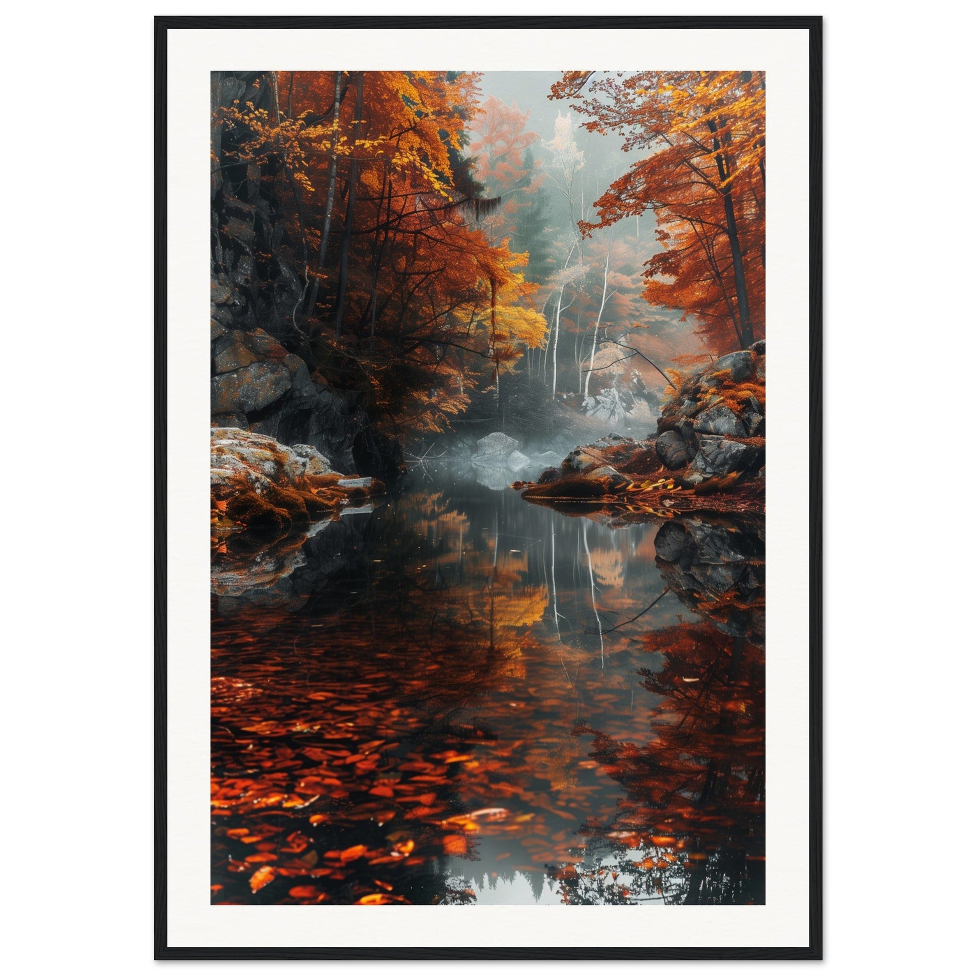 Poster Automne ( 70x100-cm-Bois-noir)