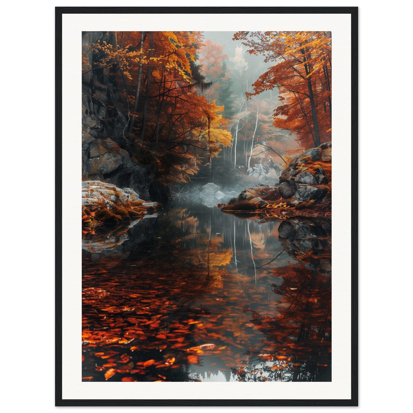 Poster Automne ( 60x80-cm-Bois-noir)