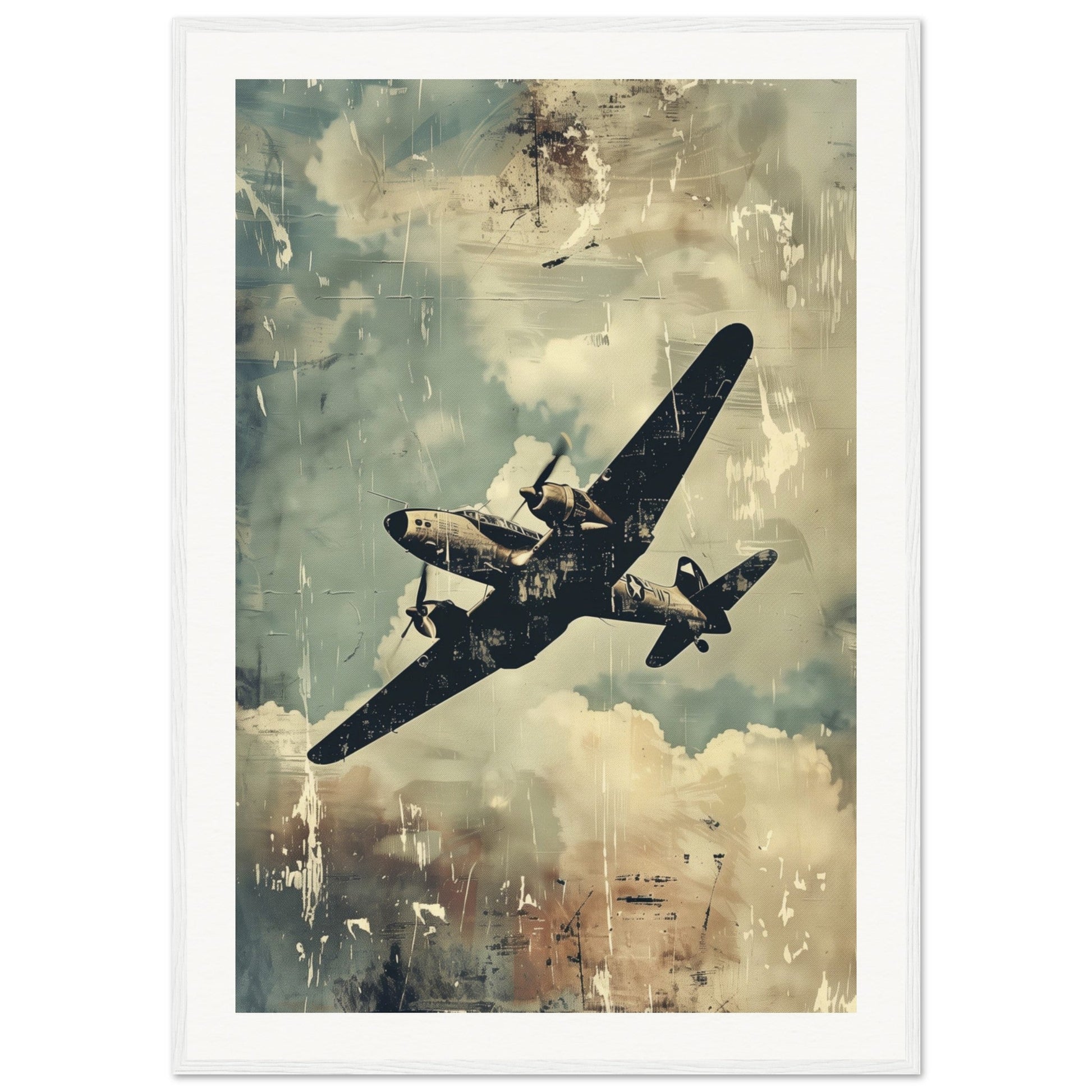 Poster Aviation ( 70x100-cm-Bois-blanc)