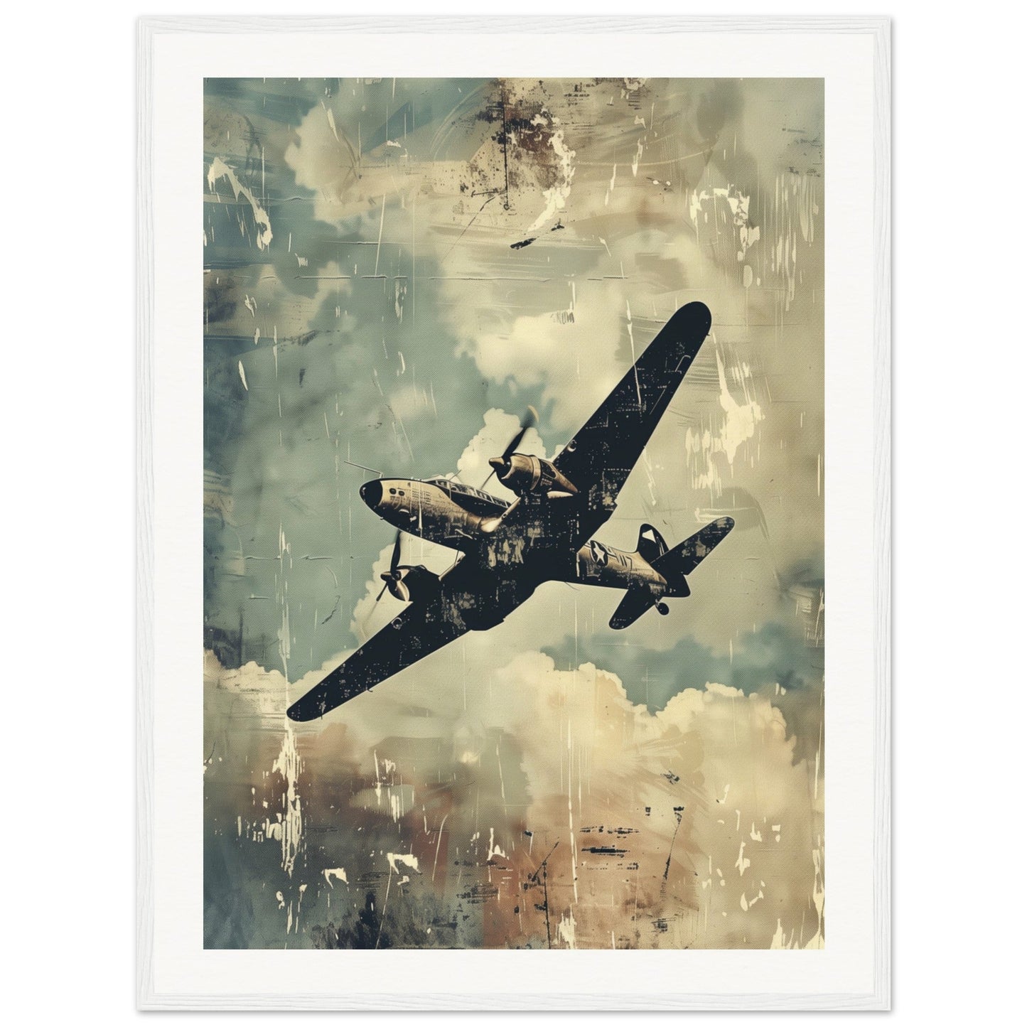 Poster Aviation ( 60x80-cm-Bois-blanc)