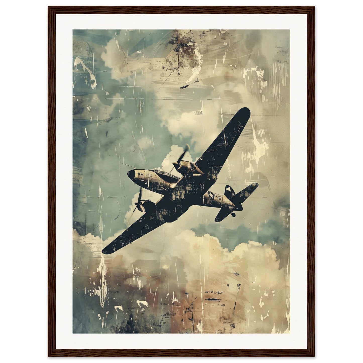 Poster Aviation ( 45x60-cm-Bois-foncé)