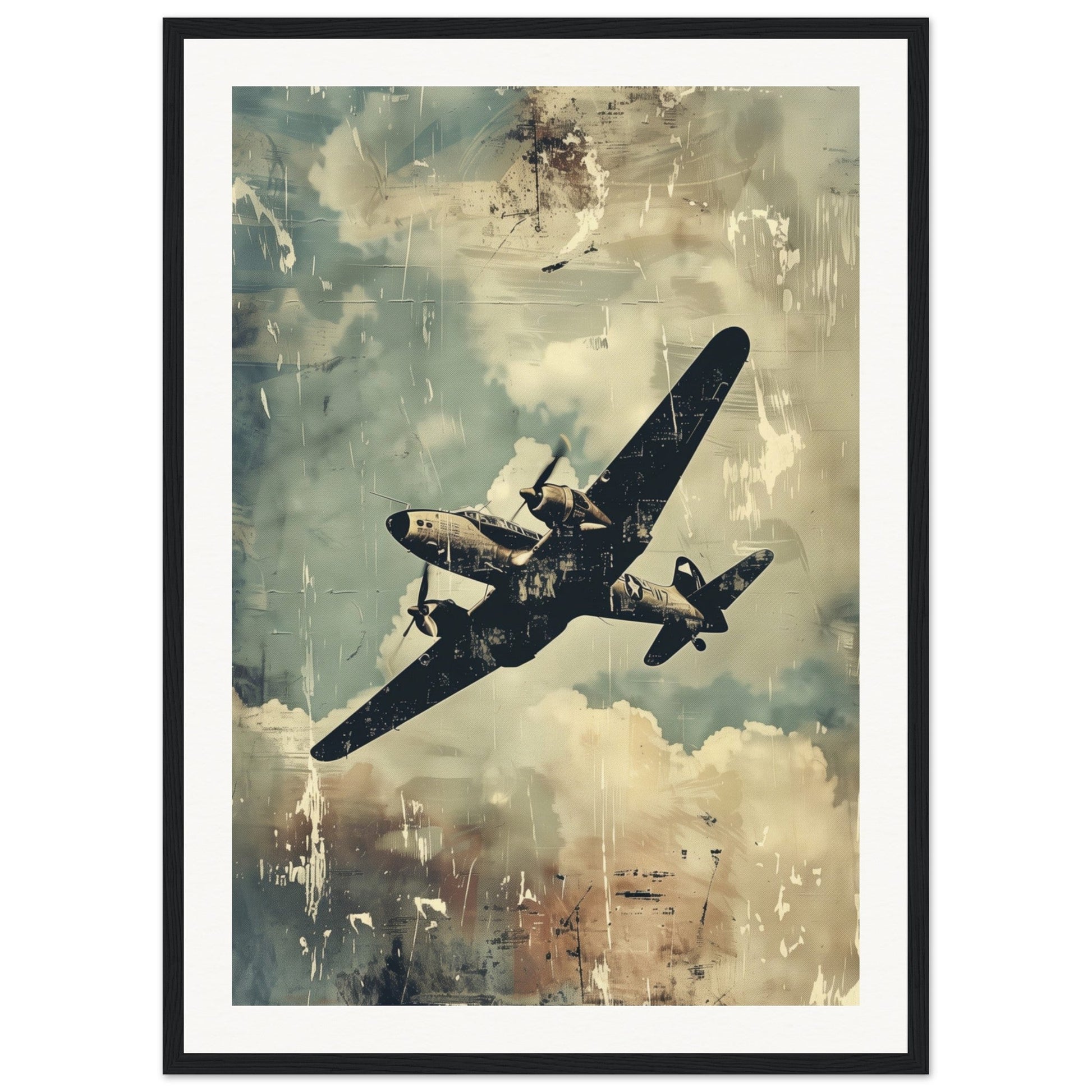 Poster Aviation ( 50x70-cm-Bois-noir)