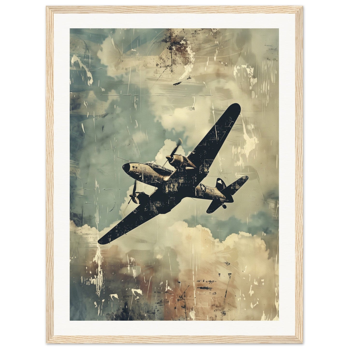 Poster Aviation ( 45x60-cm-Bois-clair)