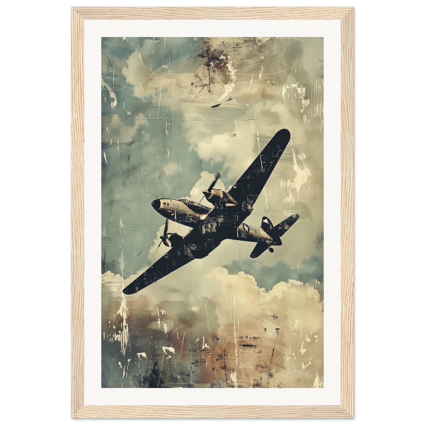 Poster Aviation ( 30x45-cm-Bois-clair)