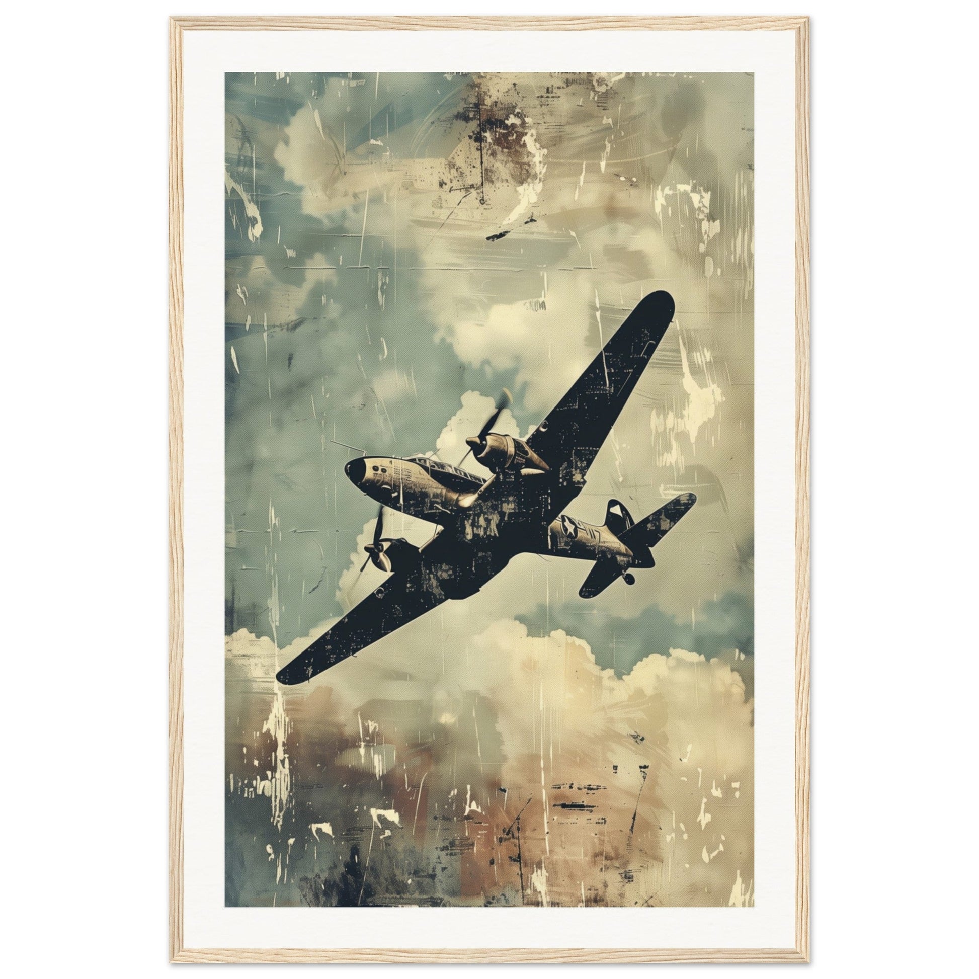 Poster Aviation ( 60x90-cm-Bois-clair)