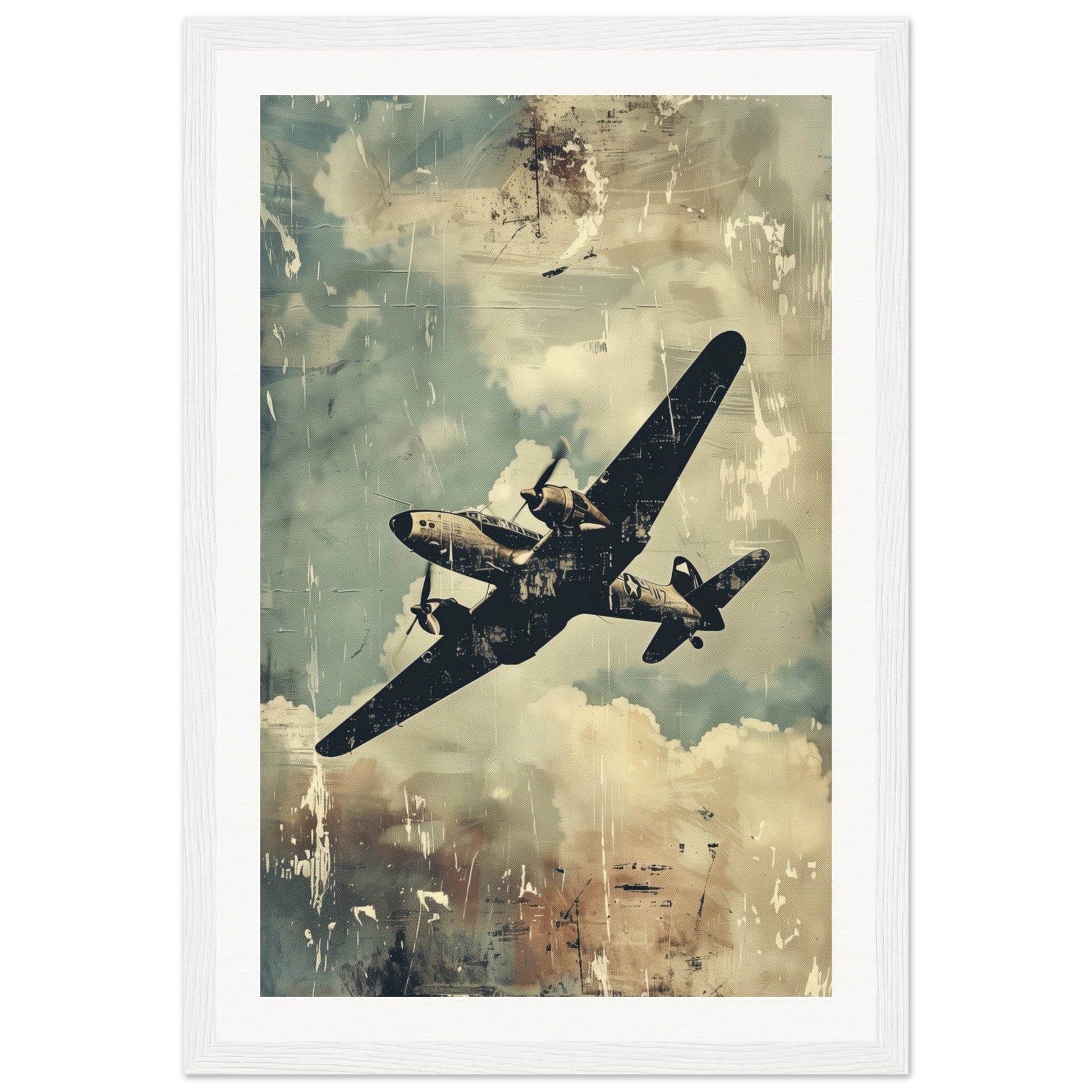 Poster Aviation ( 30x45-cm-Bois-blanc)