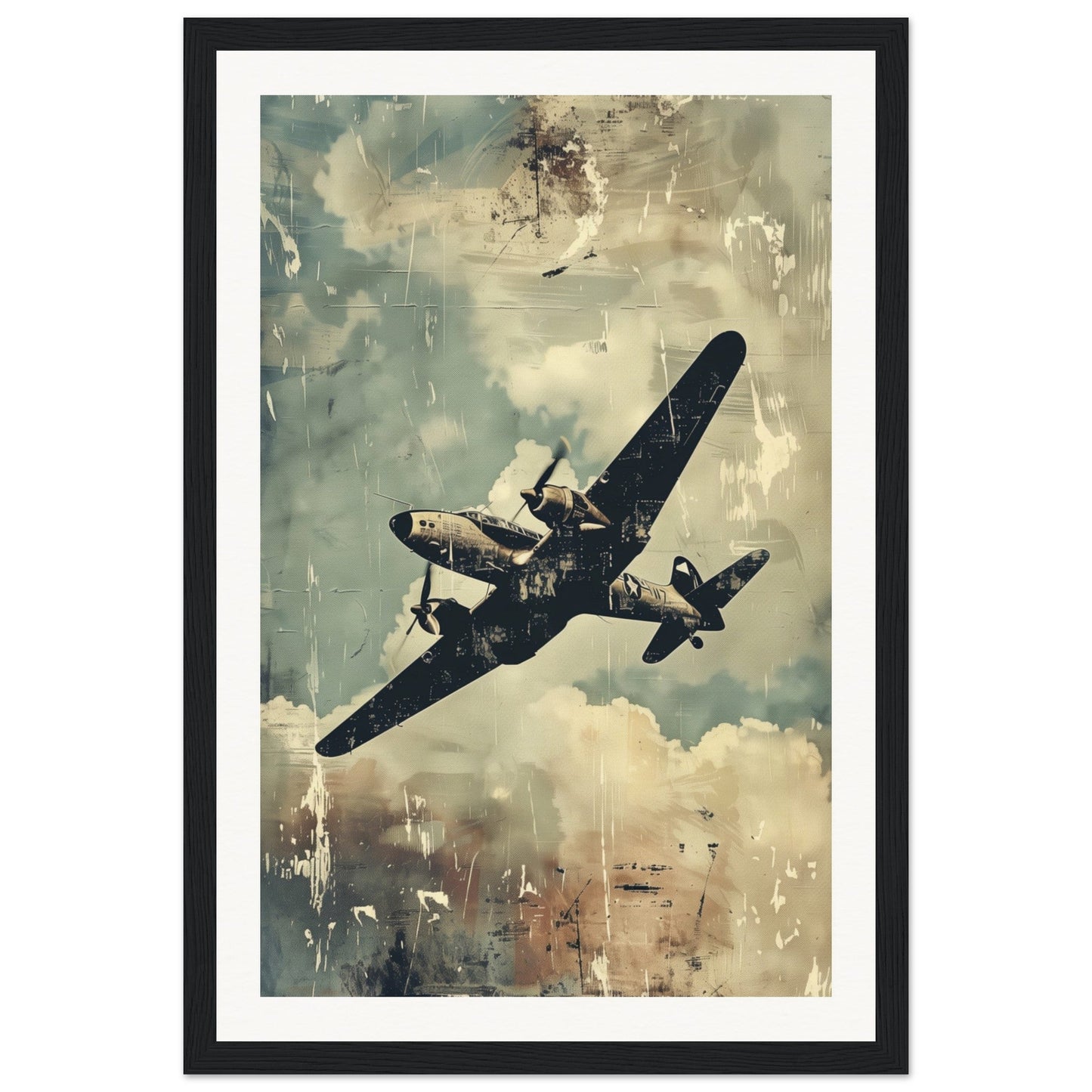 Poster Aviation ( 30x45-cm-Bois-noir)