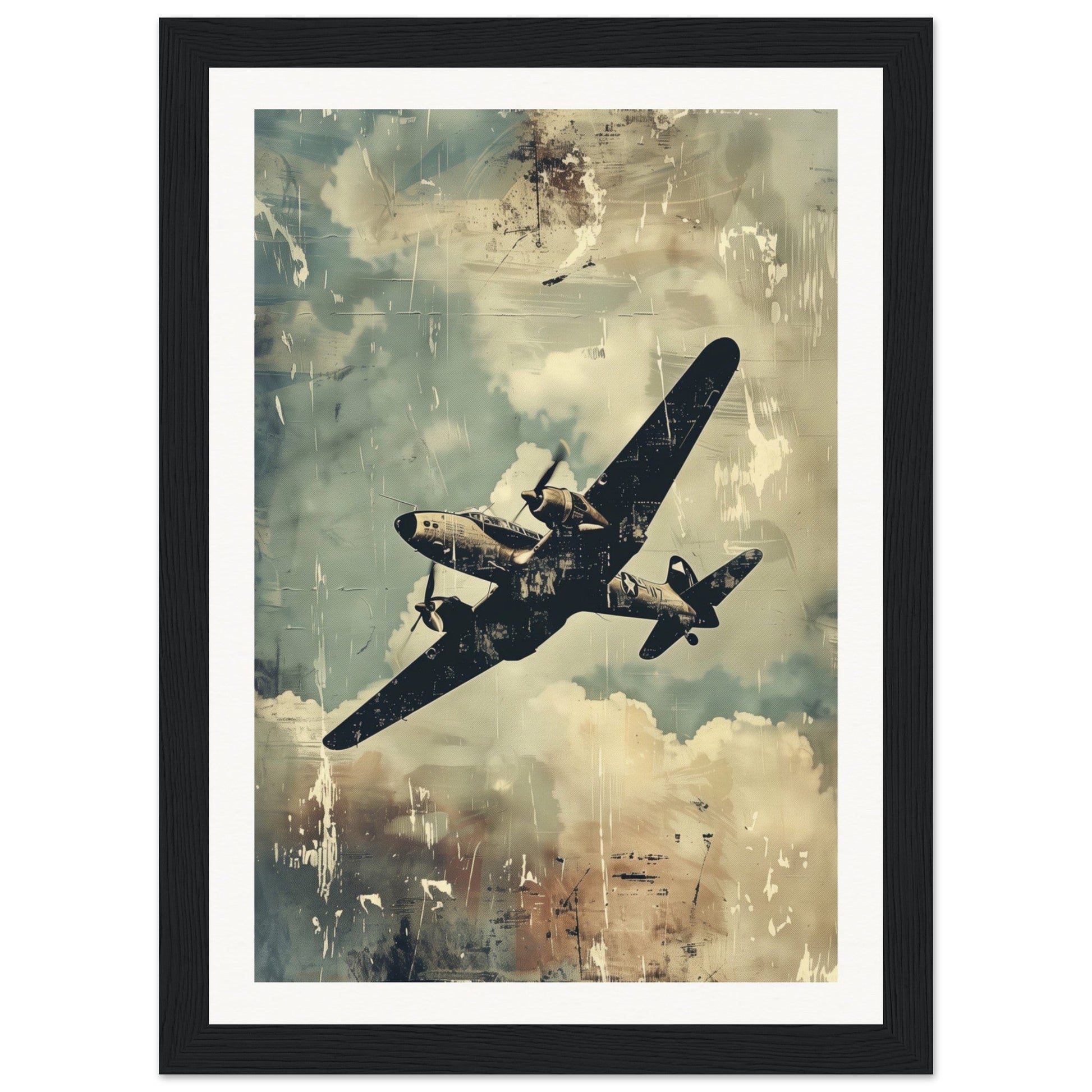 Poster Aviation ( 21x29.7-cm-Bois-noir)