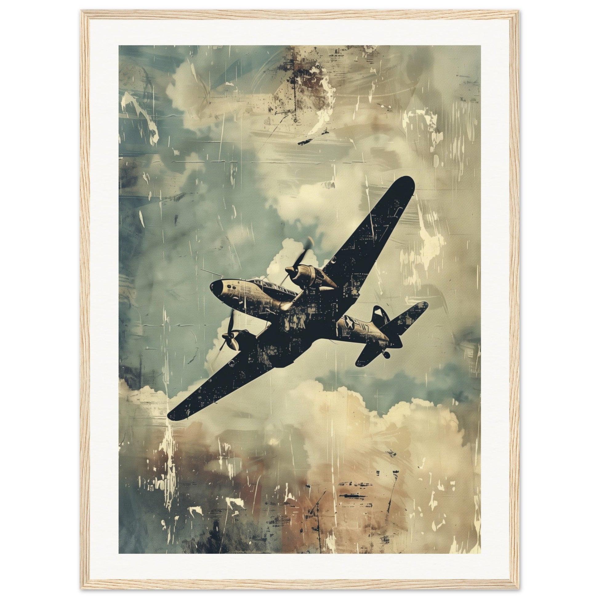 Poster Aviation ( 60x80-cm-Bois-clair)