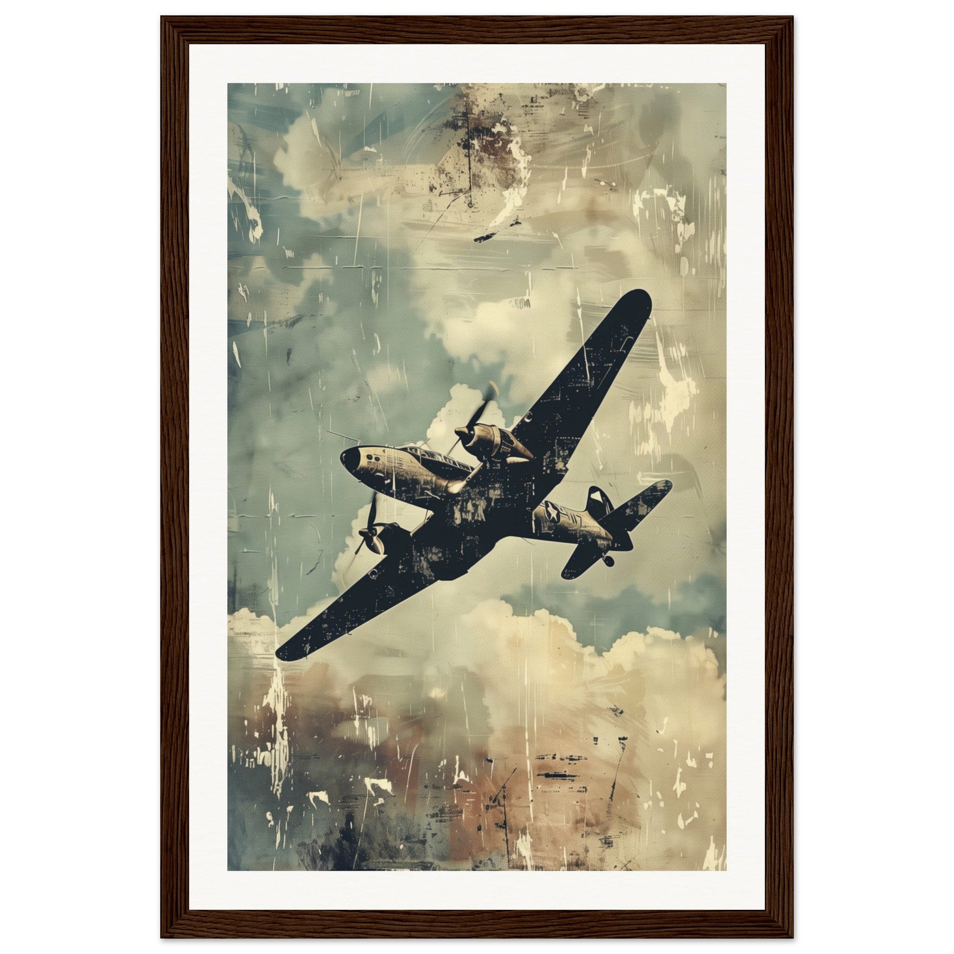 Poster Aviation ( 30x45-cm-Bois-foncé)