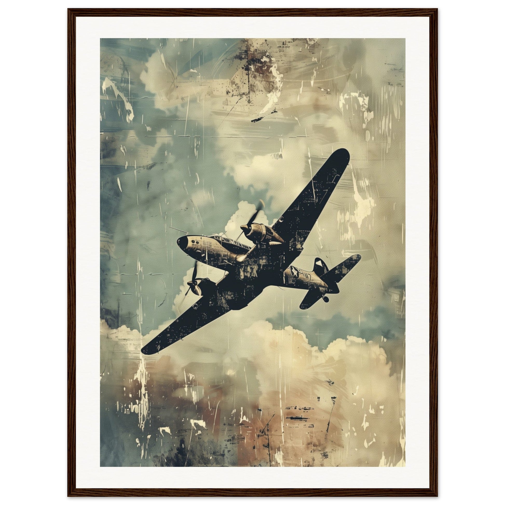 Poster Aviation ( 60x80-cm-Bois-foncé)