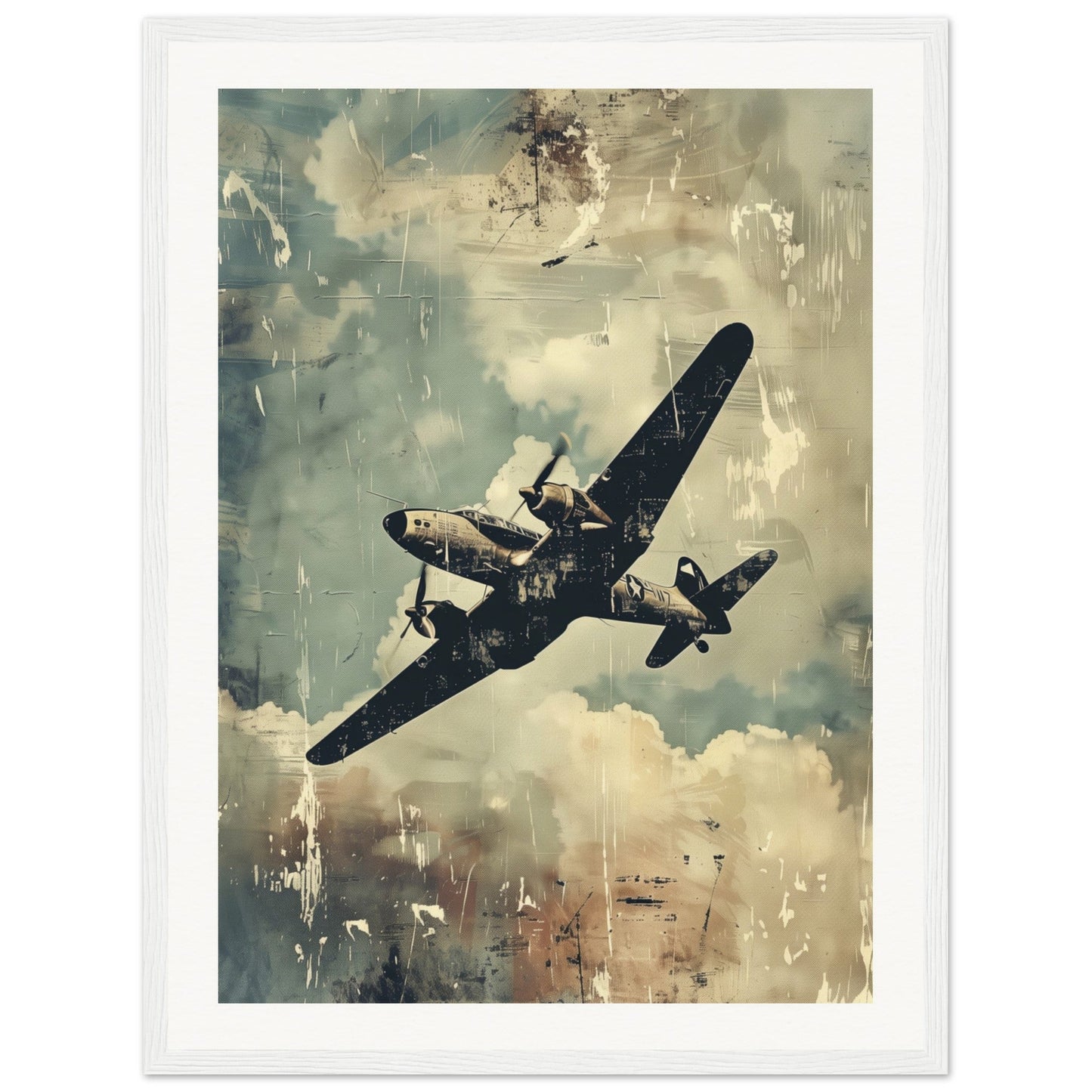 Poster Aviation ( 45x60-cm-Bois-blanc)