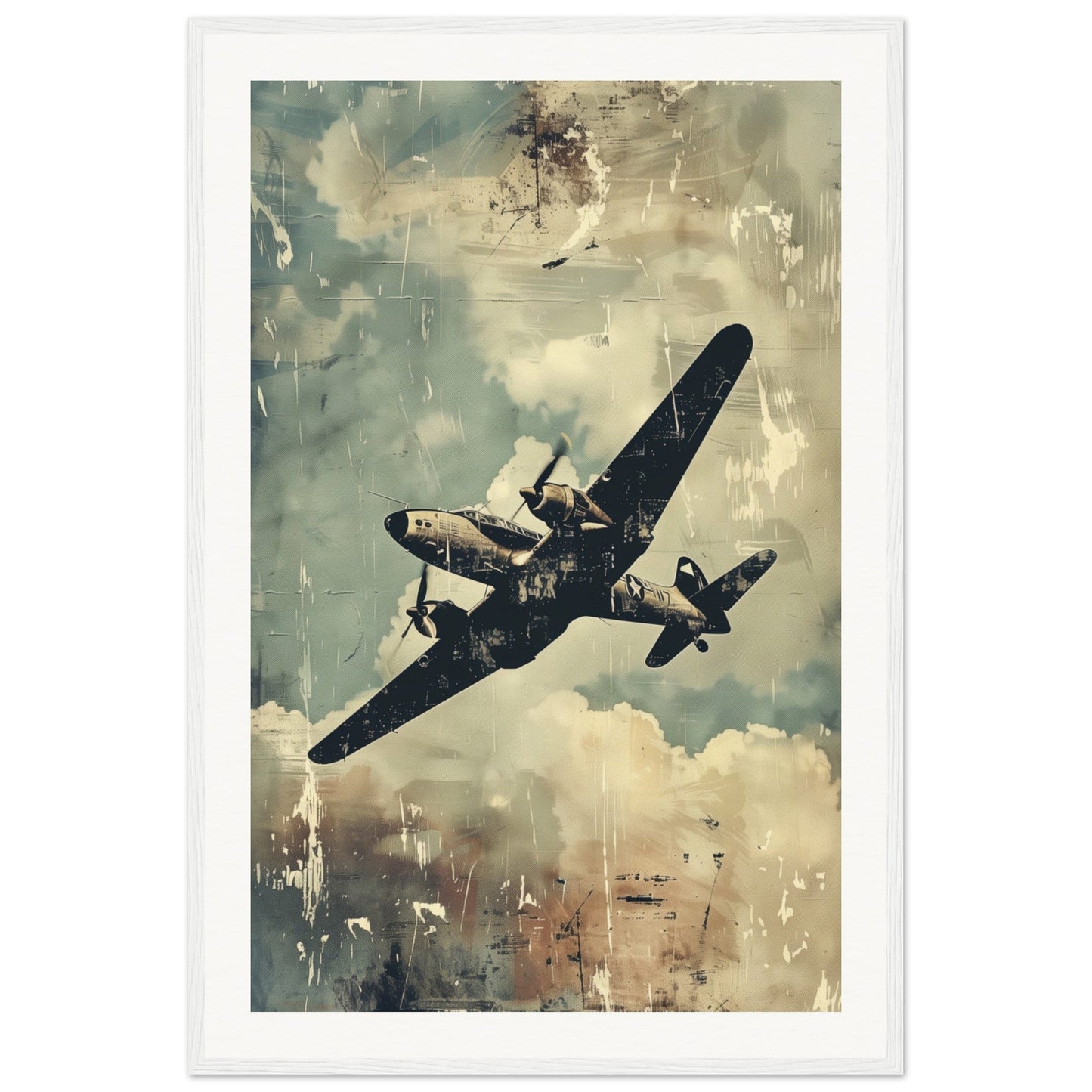 Poster Aviation ( 60x90-cm-Bois-blanc)