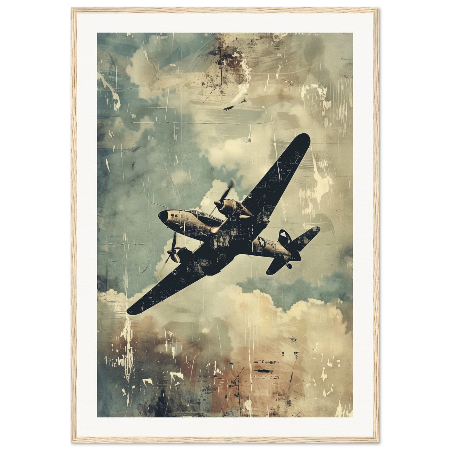 Poster Aviation ( 70x100-cm-Bois-clair)