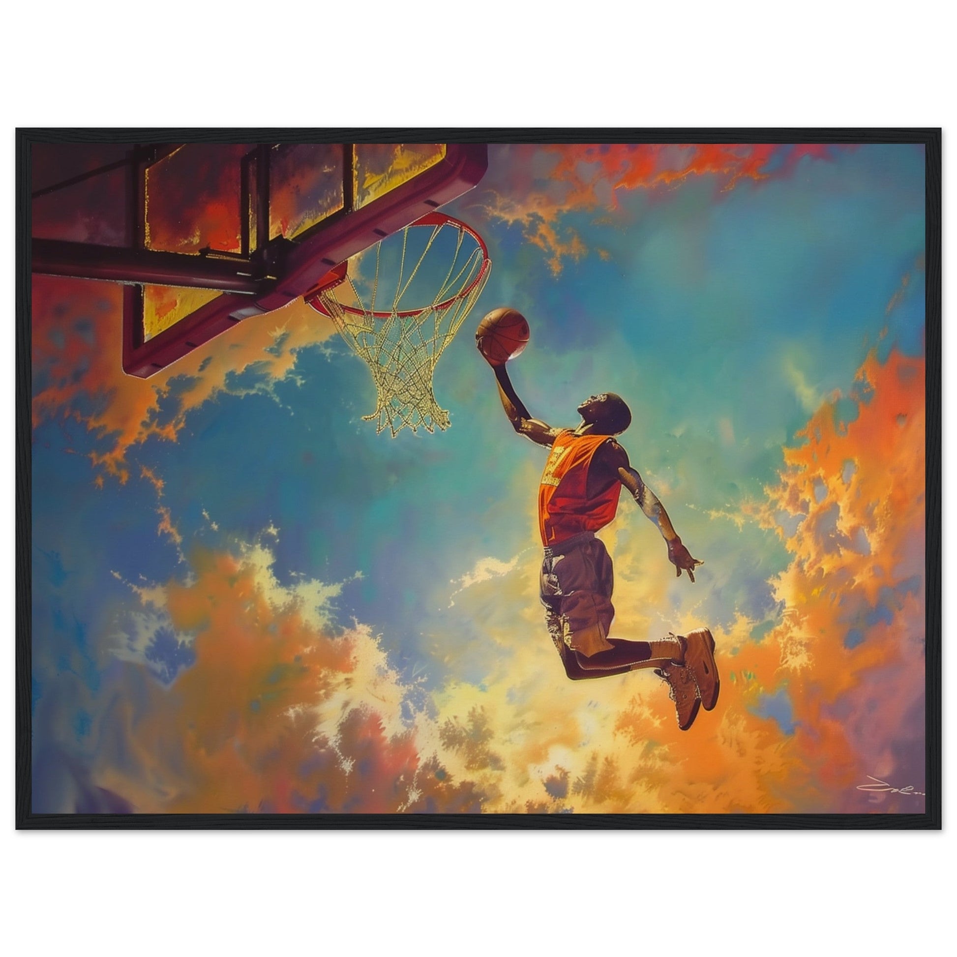 Poster Basket Dunk ( 60x80-cm-Bois-noir)