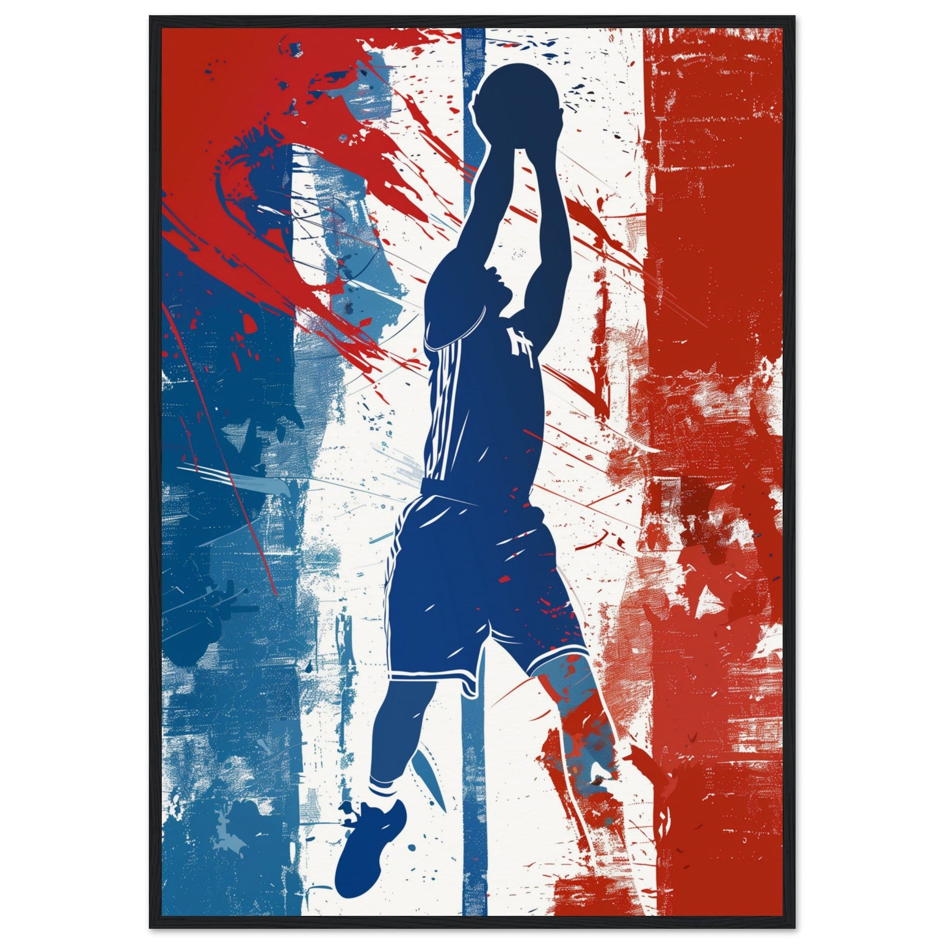 Poster Basket France ( 70x100-cm-Bois-noir)