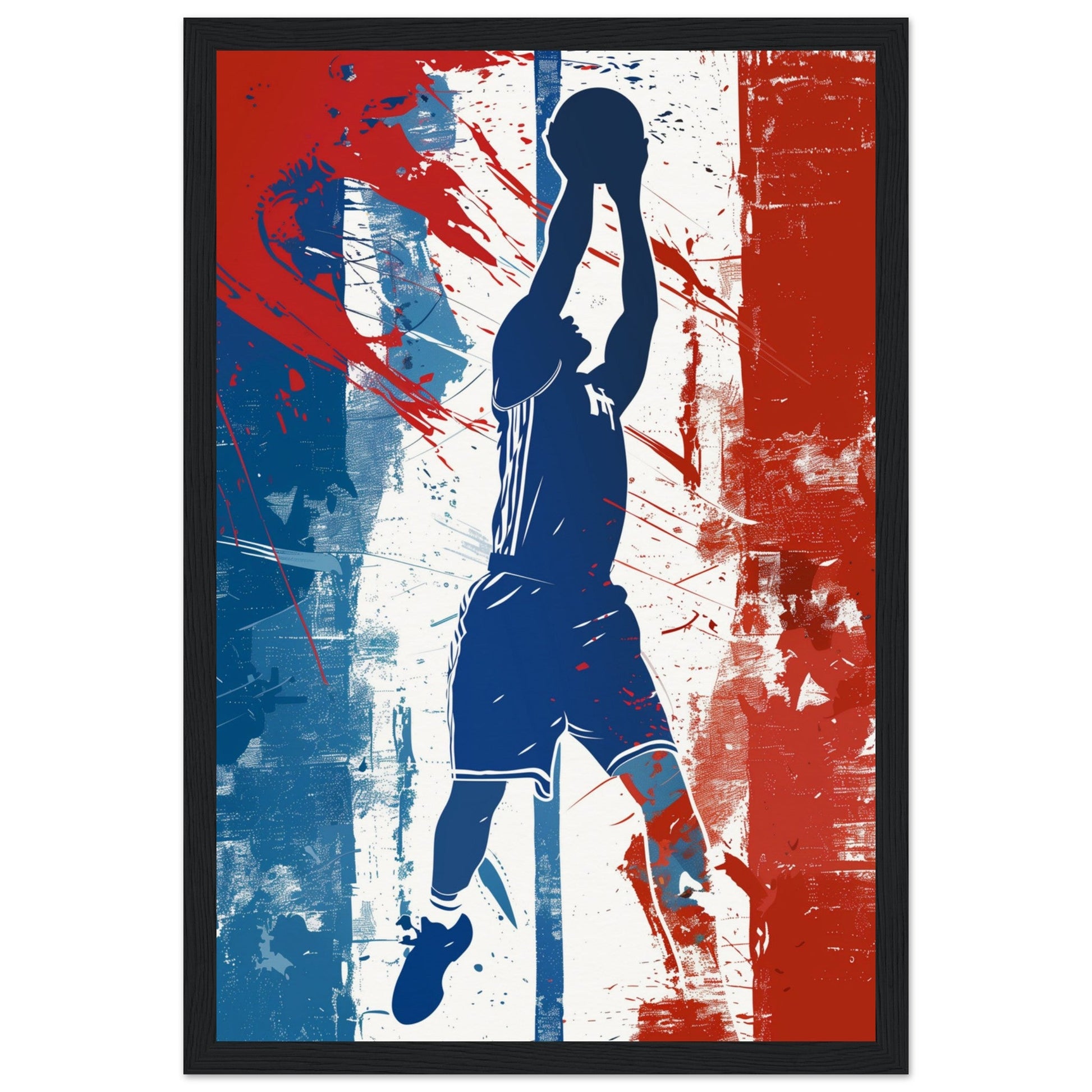 Poster Basket France ( 30x45-cm-Bois-noir)