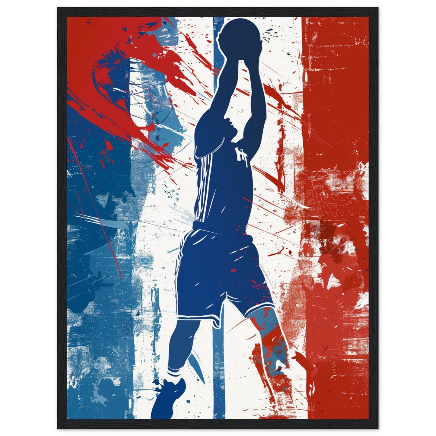 Poster Basket France ( 45x60-cm-Bois-noir)