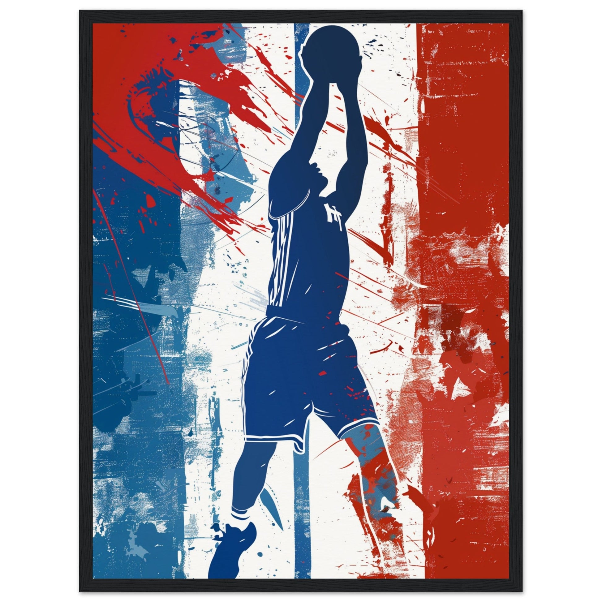 Poster Basket France ( 45x60-cm-Bois-noir)