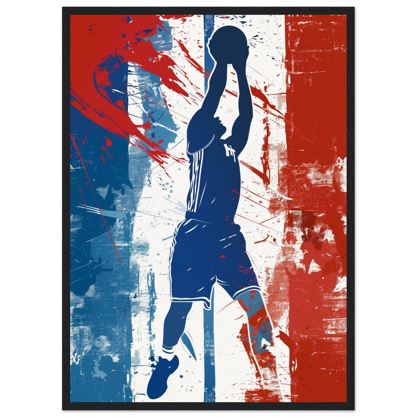 Poster Basket France ( 50x70-cm-Bois-noir)