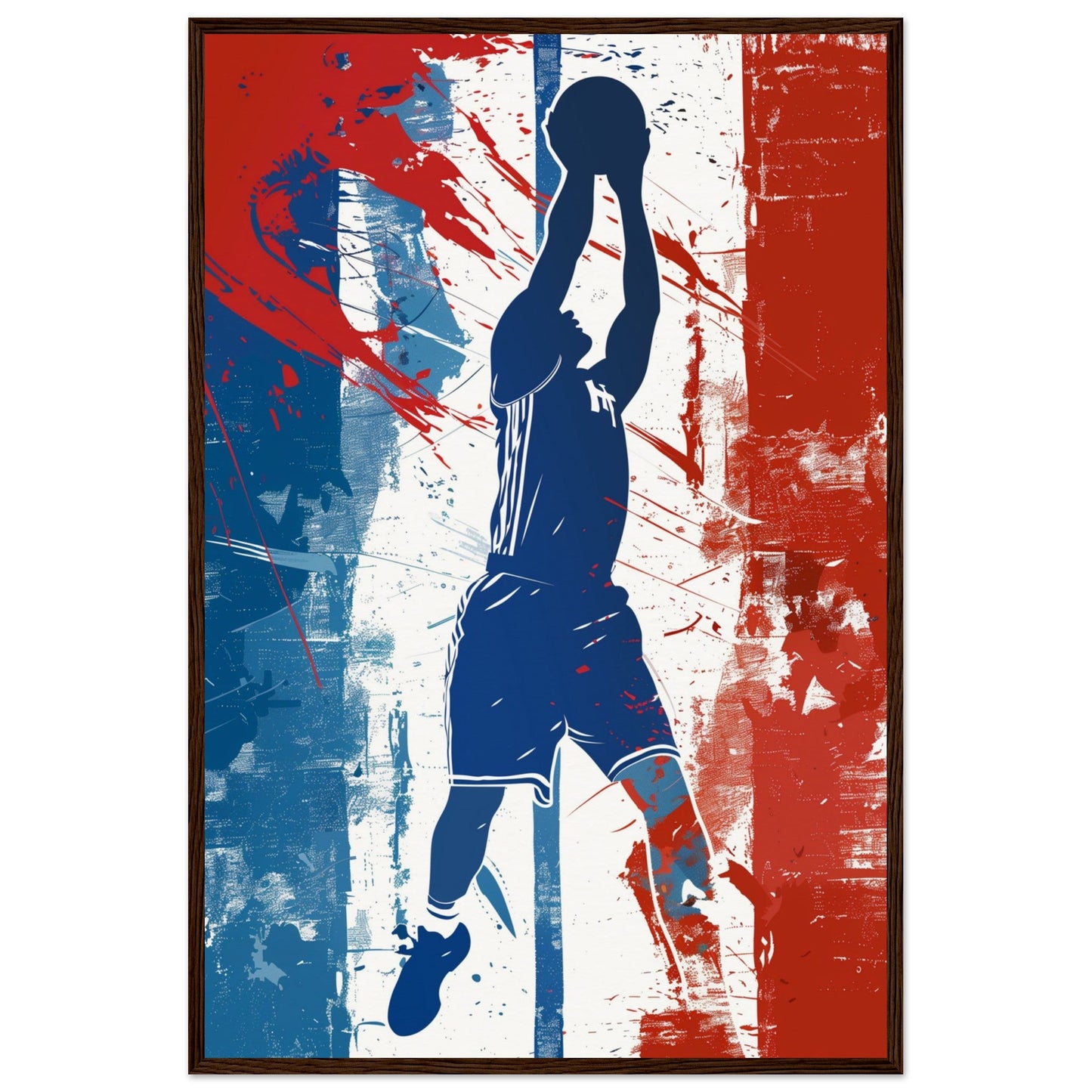 Poster Basket France ( 60x90-cm-Bois-foncé)