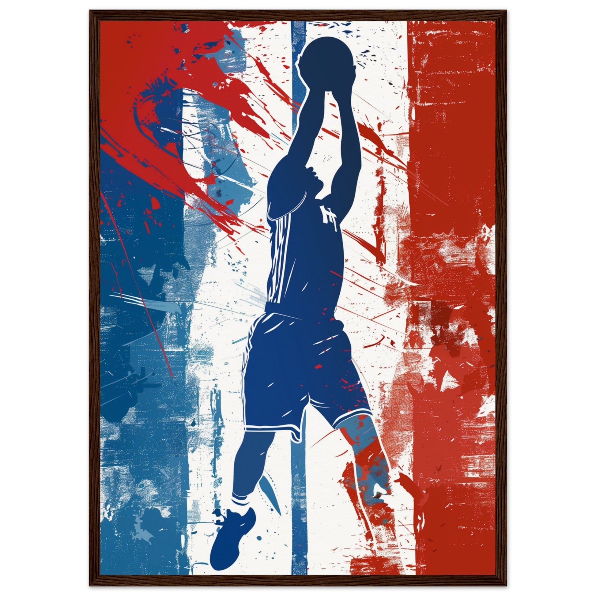 Poster Basket France ( 50x70-cm-Bois-foncé)