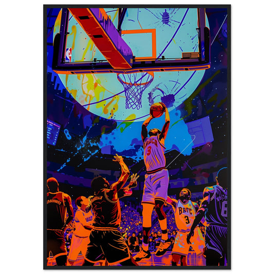 Poster Basket Match ( 70x100-cm-Bois-noir)