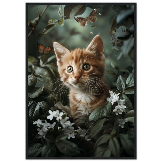 Poster Bébé Animaux ( 70x100-cm-Bois-noir)