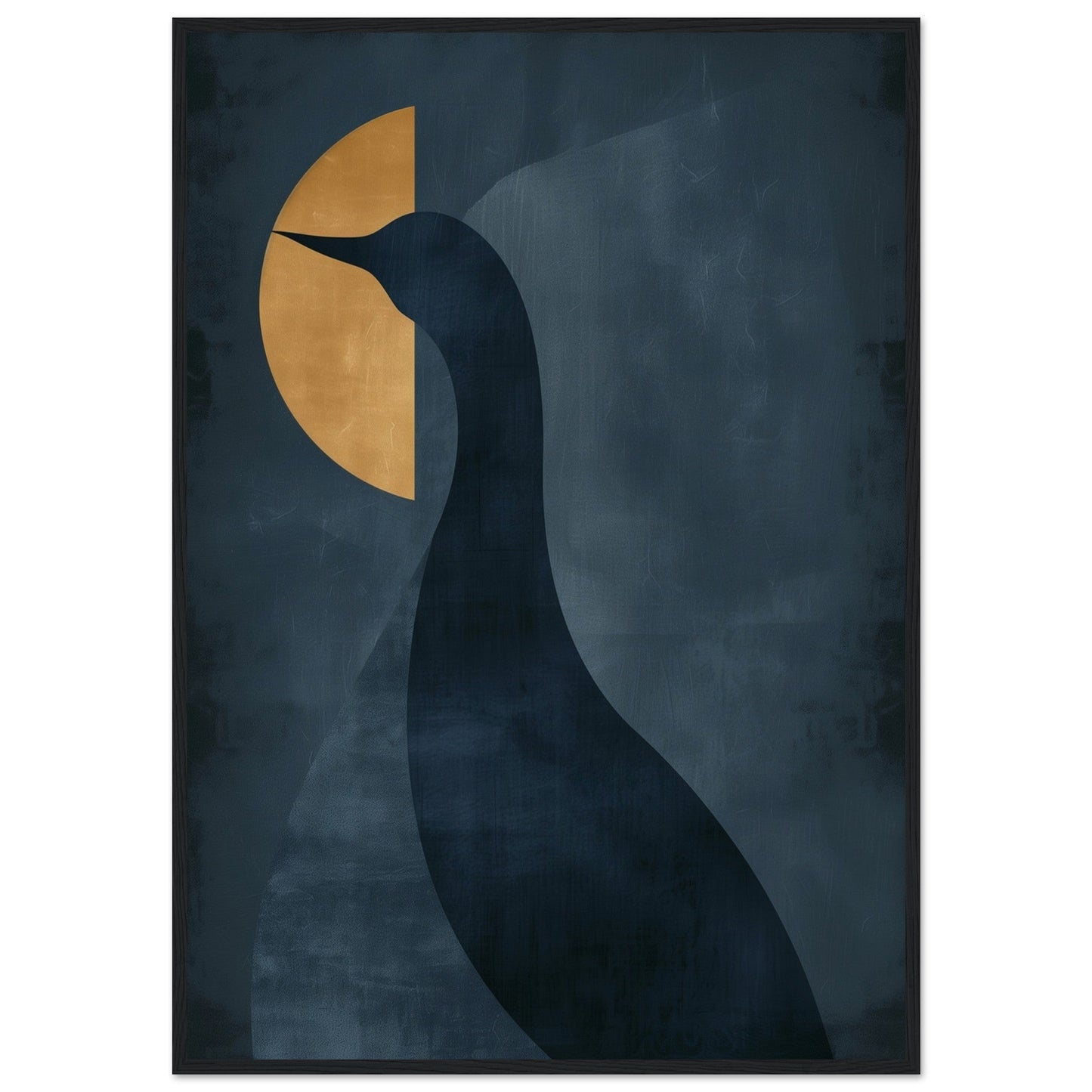 Poster Bleu Canard ( 70x100-cm-Bois-noir)