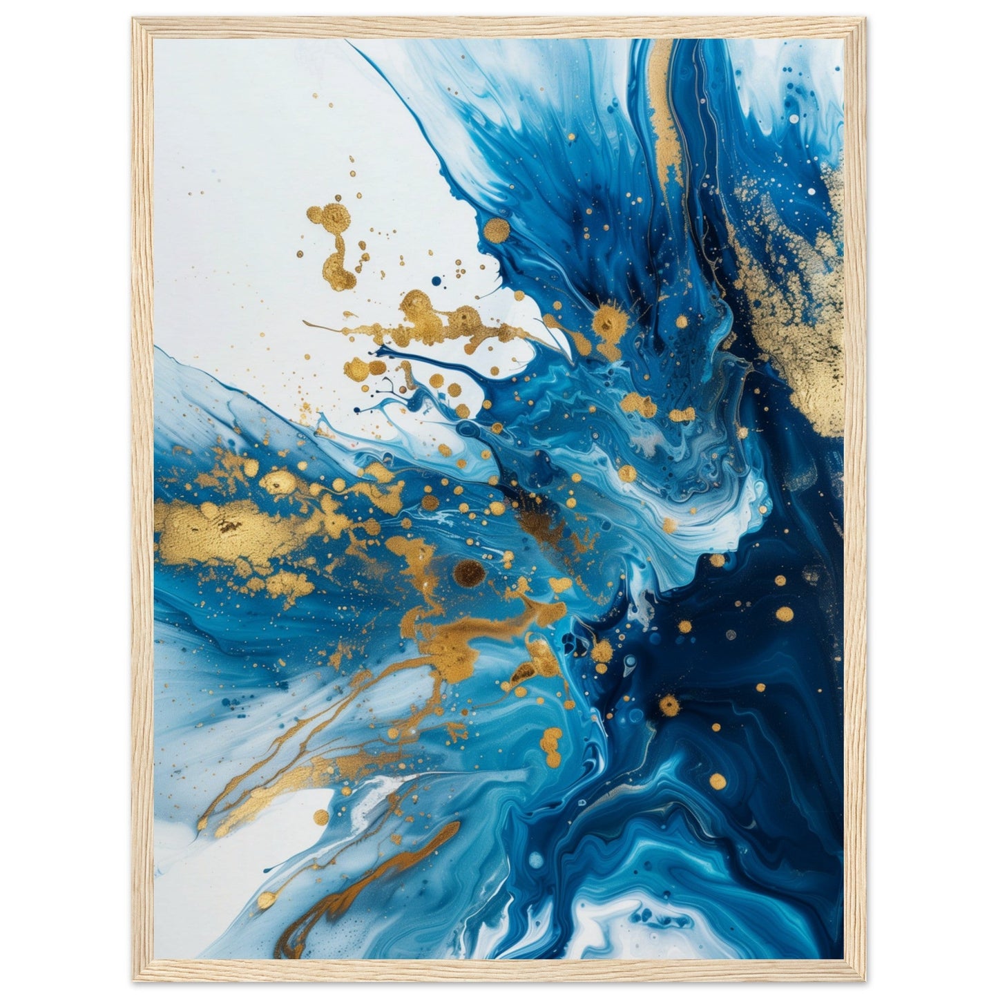 Poster Bleu et Or ( 45x60-cm-Bois-clair)