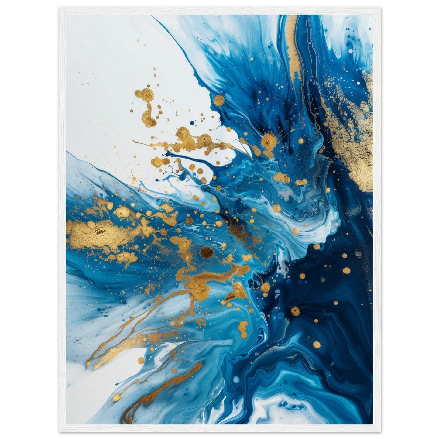 Poster Bleu et Or ( 60x80-cm-Bois-blanc)