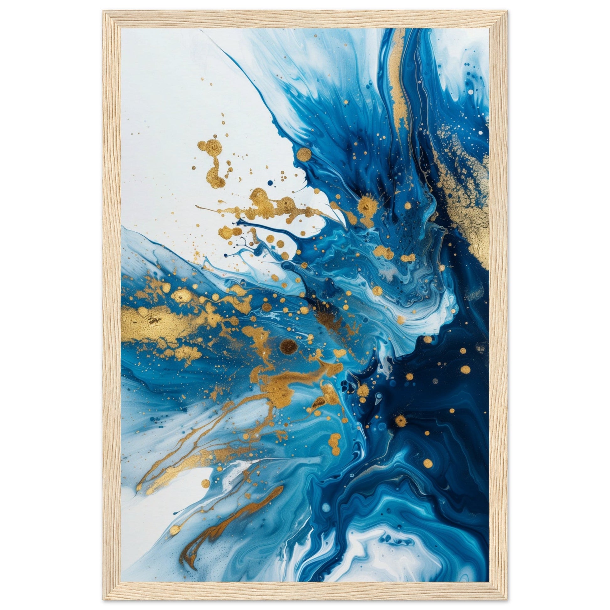 Poster Bleu et Or ( 30x45-cm-Bois-clair)