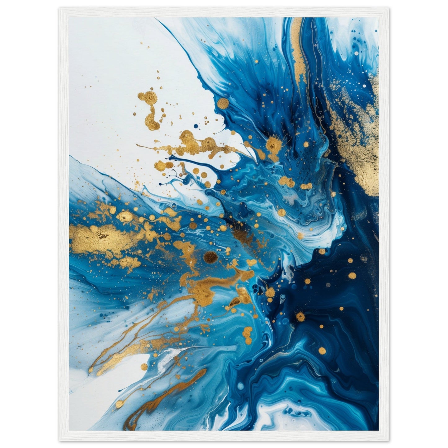 Poster Bleu et Or ( 45x60-cm-Bois-blanc)