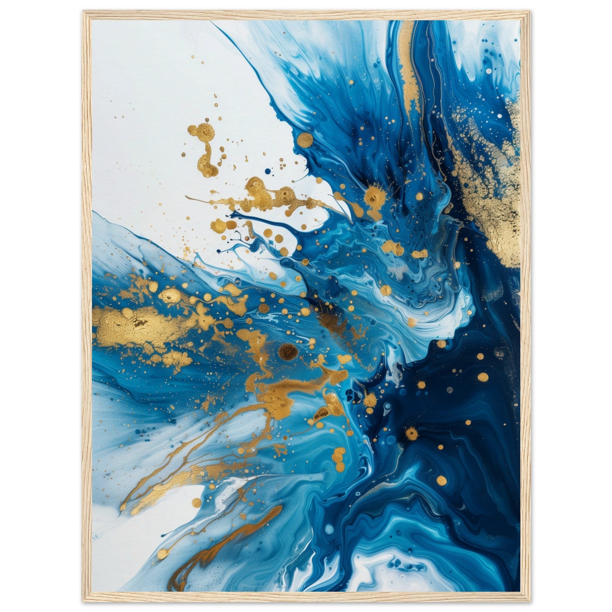 Poster Bleu et Or ( 60x80-cm-Bois-clair)