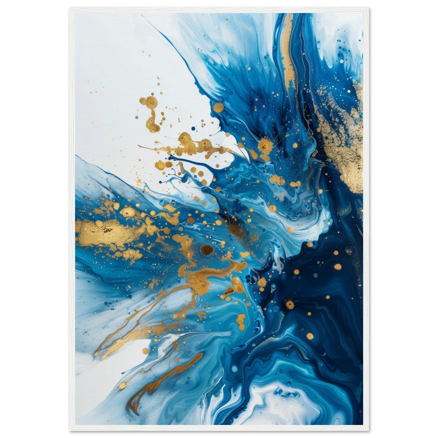 Poster Bleu et Or ( 70x100-cm-Bois-blanc)