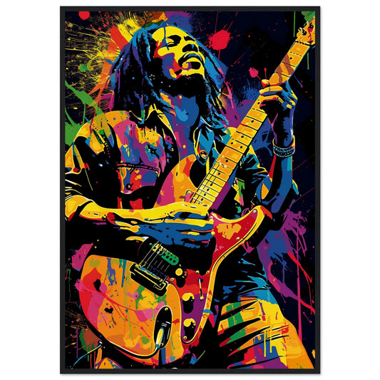 Poster Bob Marley ( 70x100-cm-Bois-noir)