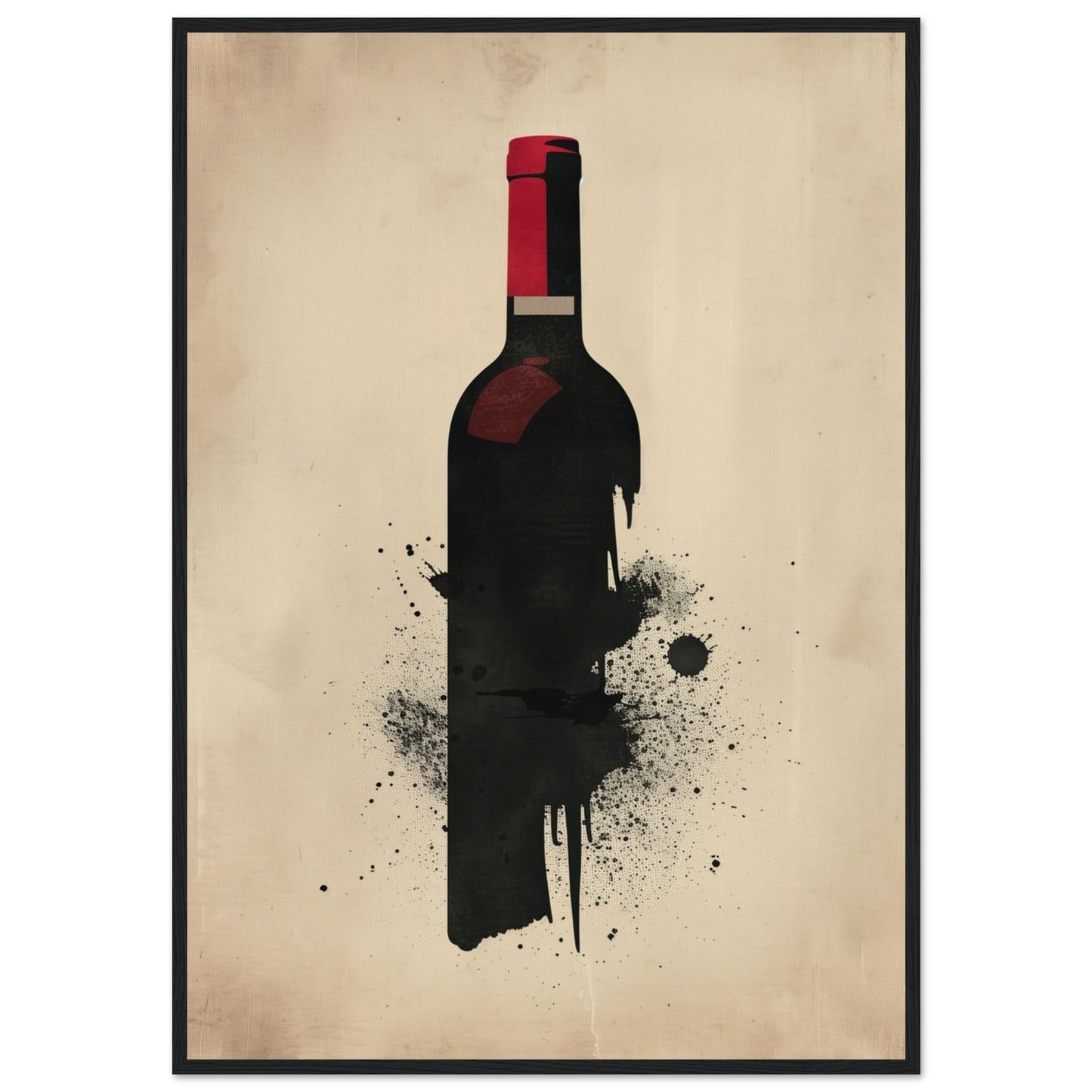 Poster Bouteille de Vin ( 70x100-cm-Bois-noir)