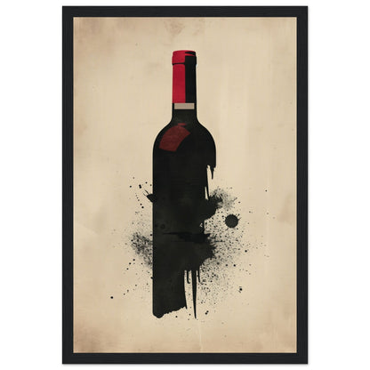 Poster Bouteille de Vin ( 30x45-cm-Bois-noir)