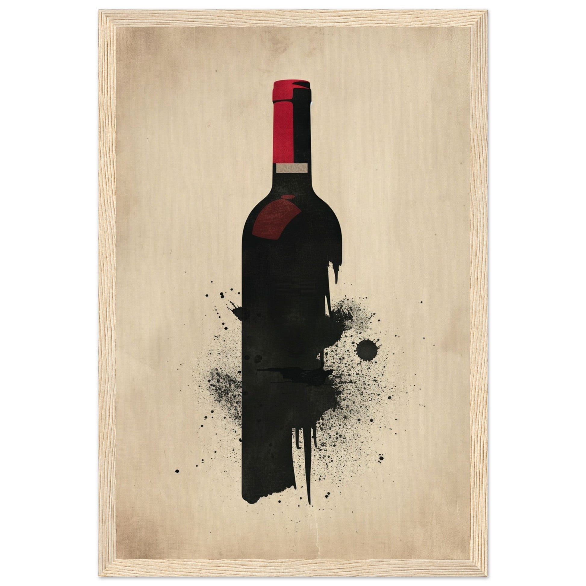 Poster Bouteille de Vin ( 30x45-cm-Bois-clair)