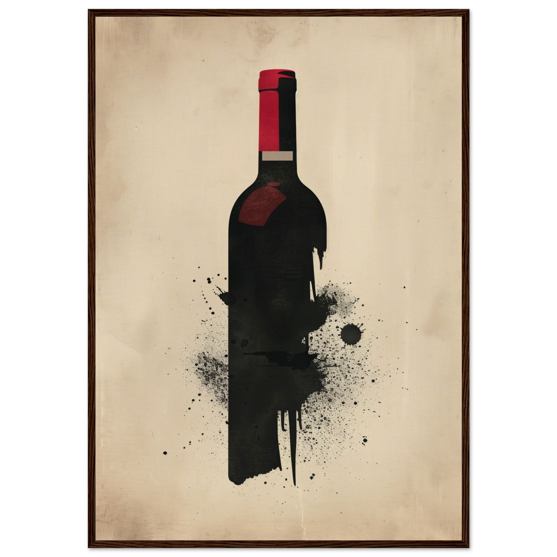 Poster Bouteille de Vin ( 70x100-cm-Bois-foncé)