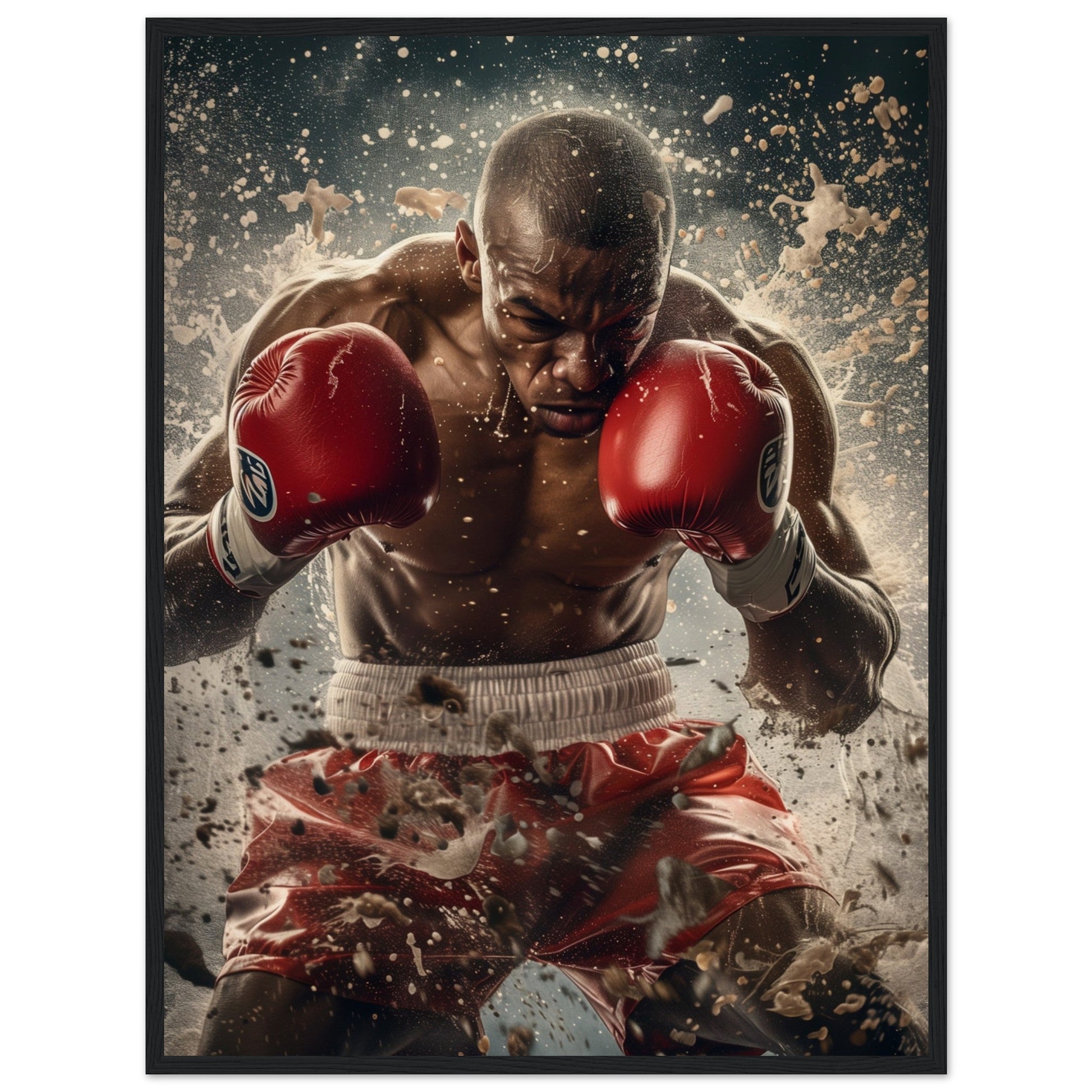 Poster Boxe Anglaise ( 60x80-cm-Bois-noir)