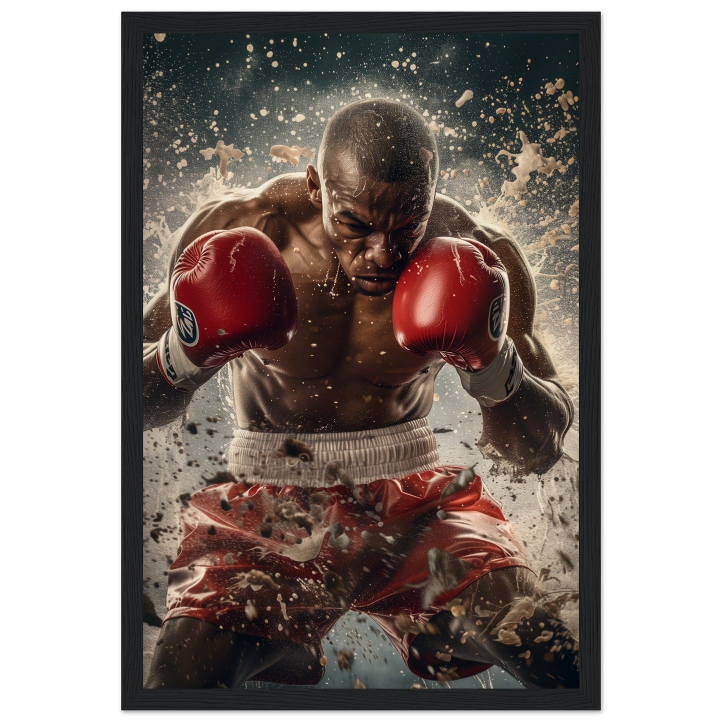 Poster Boxe Anglaise ( 30x45-cm-Bois-noir)