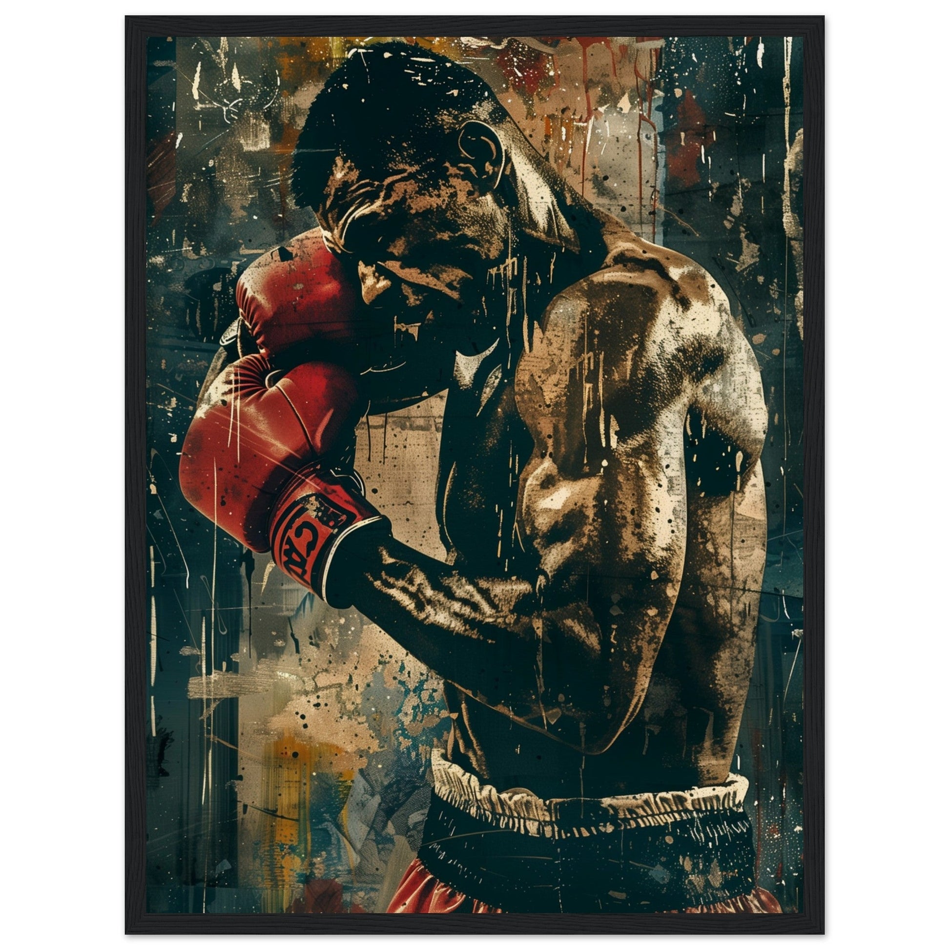 Poster Boxe Espagnol ( 45x60-cm-Bois-noir)