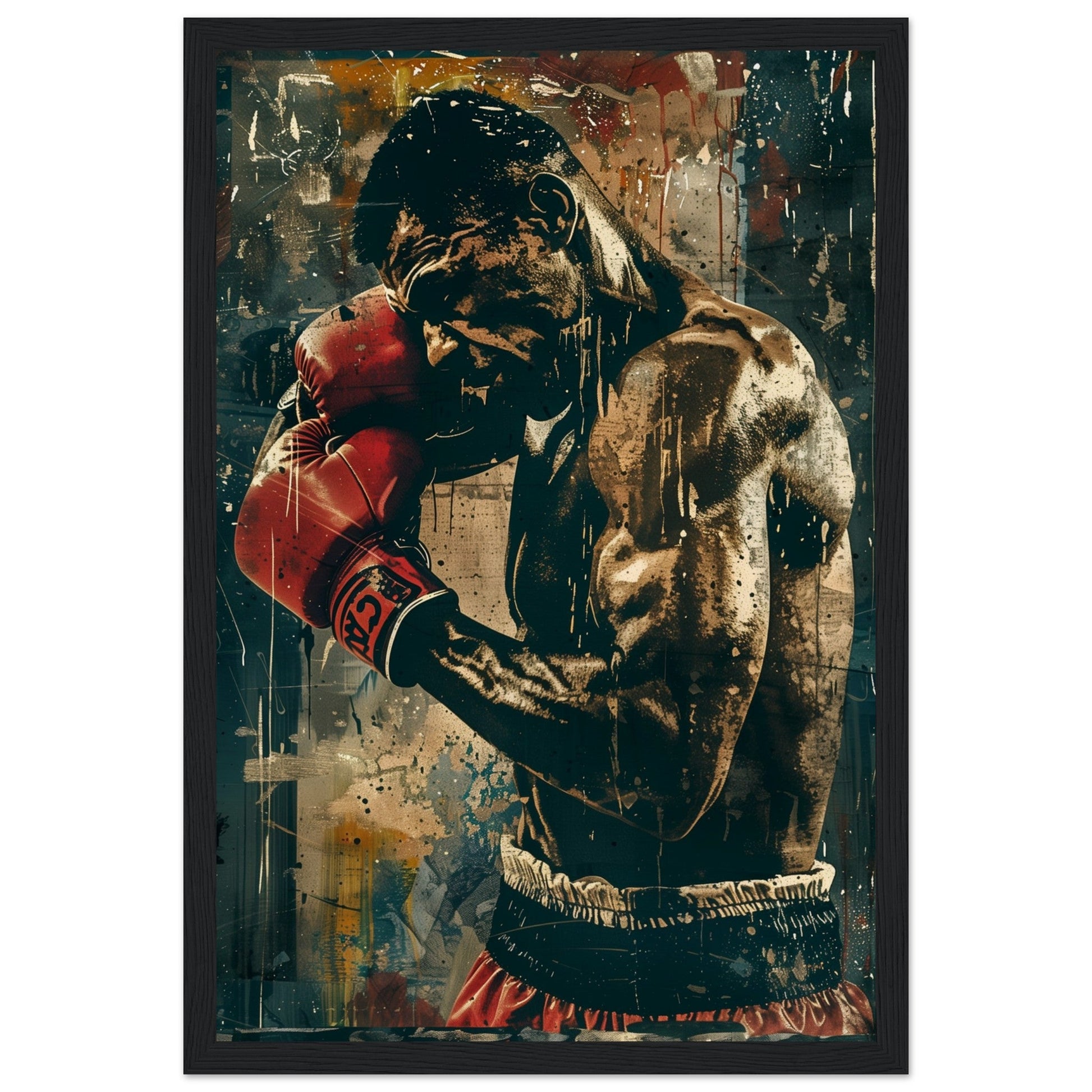 Poster Boxe Espagnol ( 30x45-cm-Bois-noir)