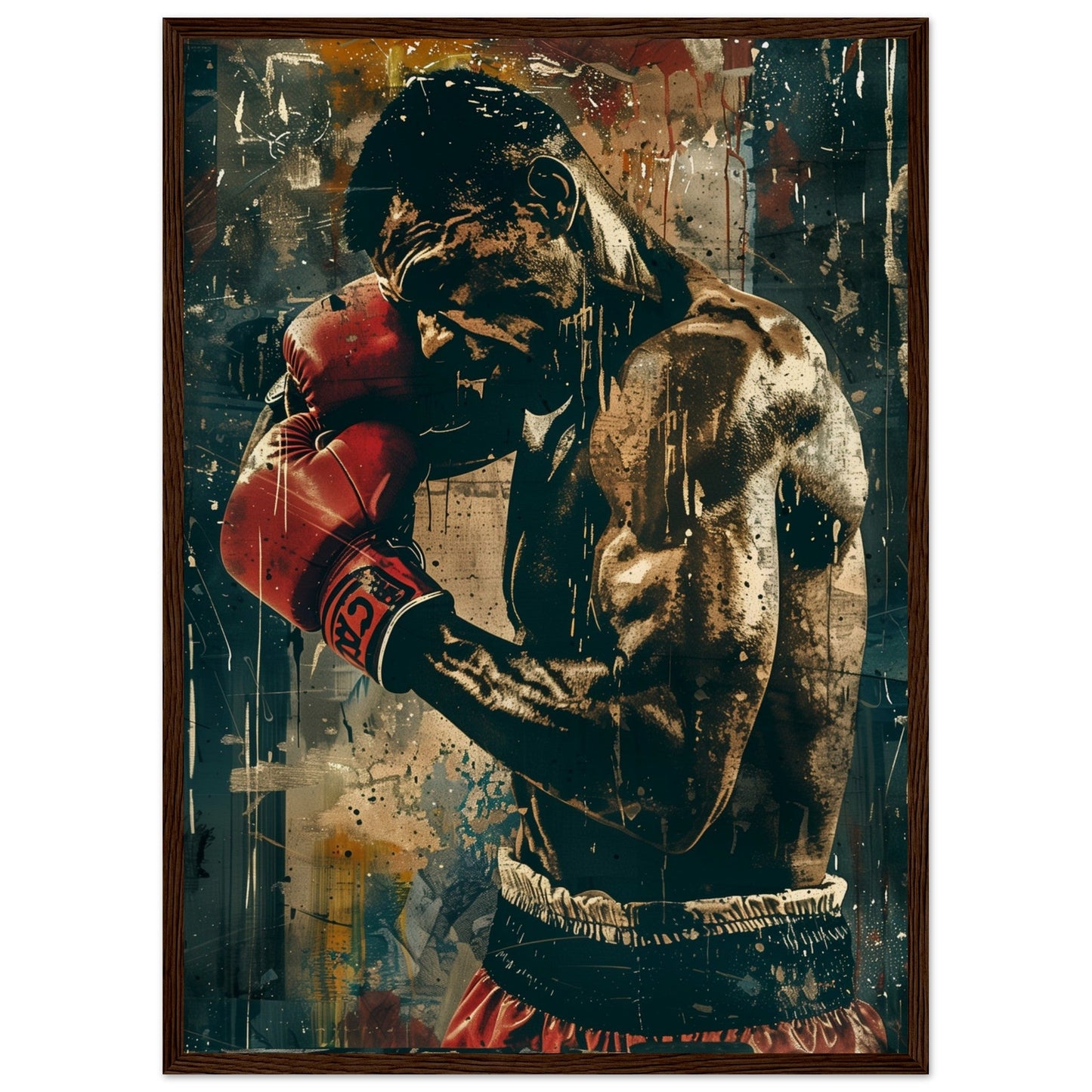 Poster Boxe Espagnol ( 50x70-cm-Bois-foncé)