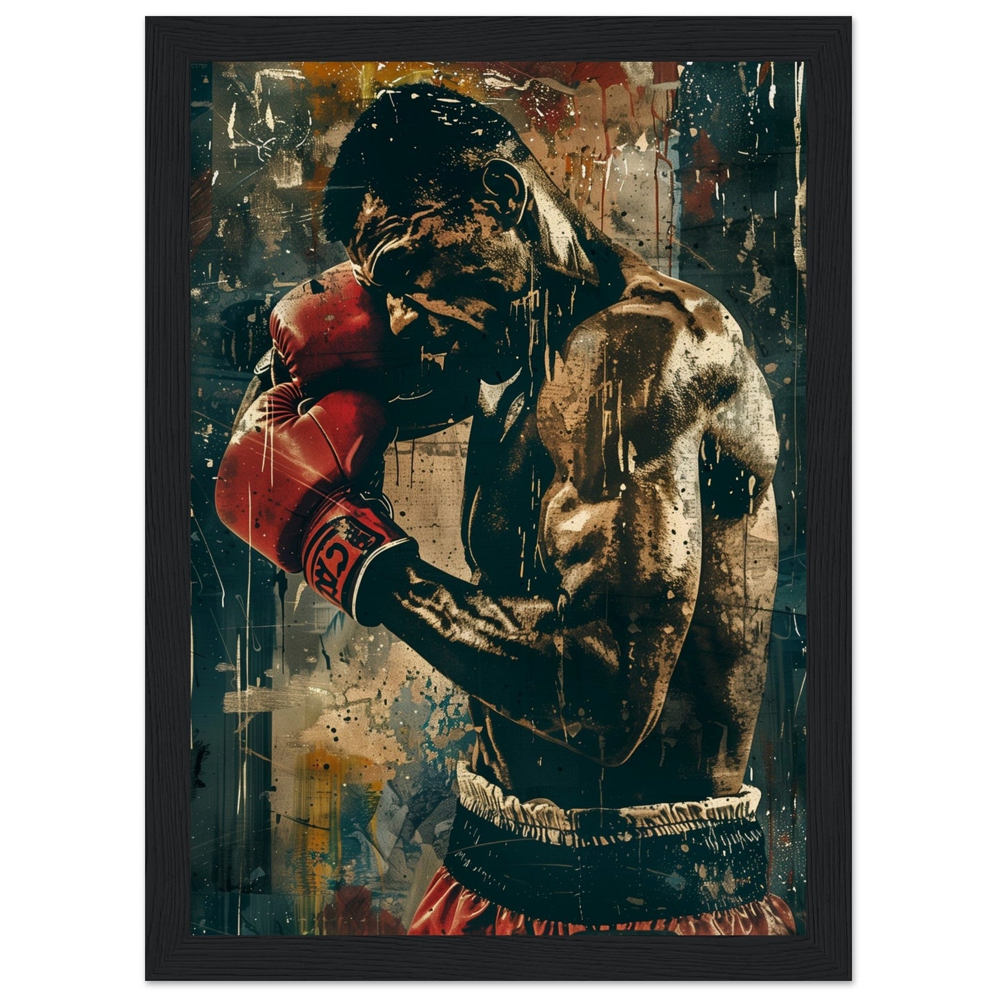 Poster Boxe Espagnol ( 21x29.7-cm-Bois-noir)