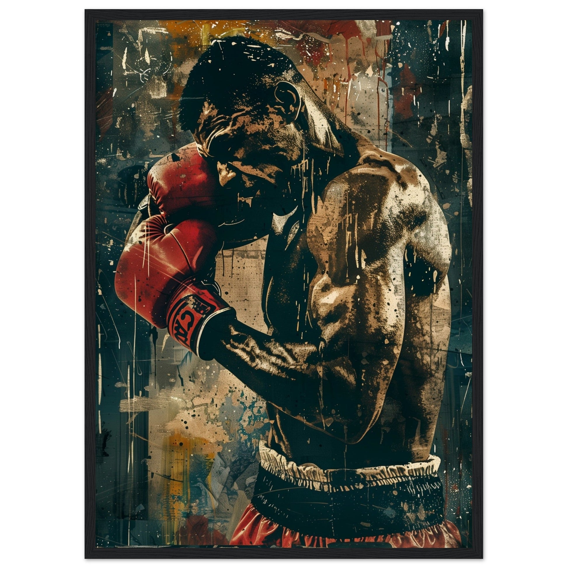 Poster Boxe Espagnol ( 50x70-cm-Bois-noir)